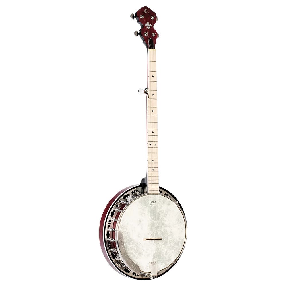 Ortega Falcon Series 5-string Banjo Transparent Fire Red elektrisch-akoestische banjo met gigbag