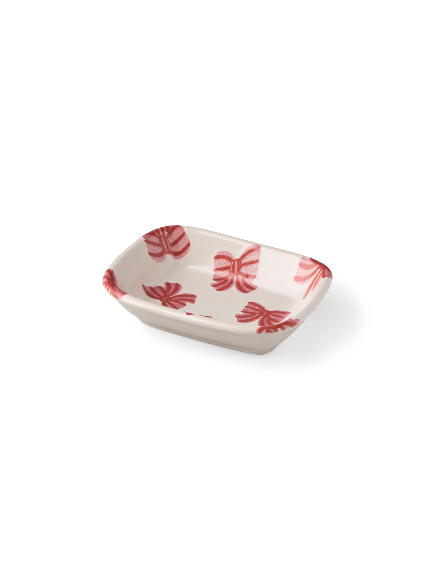 Skål | Stentøj. 11 x 8 cm. | Off White, Red