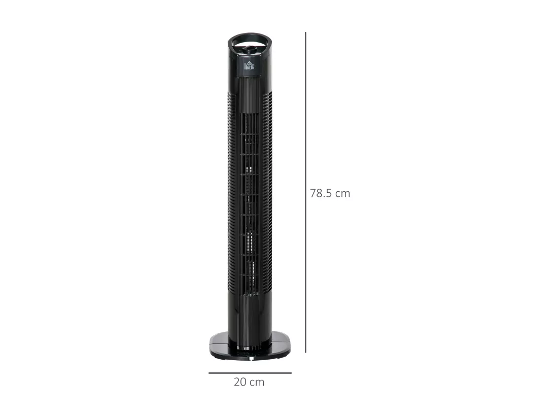 Ventilateur colonne tour oscillant silencieux 50W 3 vitesses Ø 20 x 78,5H cm noir
