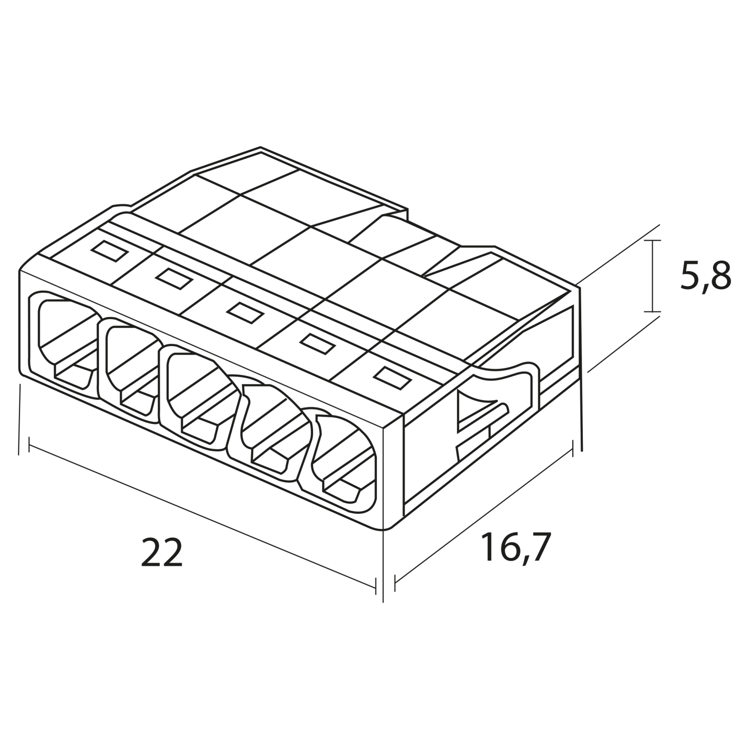 Wago 2273-205 Lasklem 5-polig - 5-gaats - 5 x 0.5 - 2.5 mm² - Transparant-geel (100st)