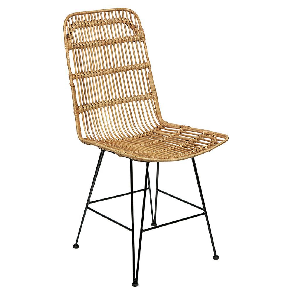 Chaise Banyan rotin pieds métal x2
