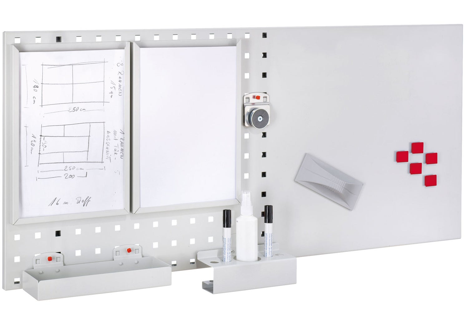 Kappes LogoChart® Office Set #4 1x Geperforeerd bord 1000x450mm 1x Accessoire assortiment 14-delig aluminium kleur