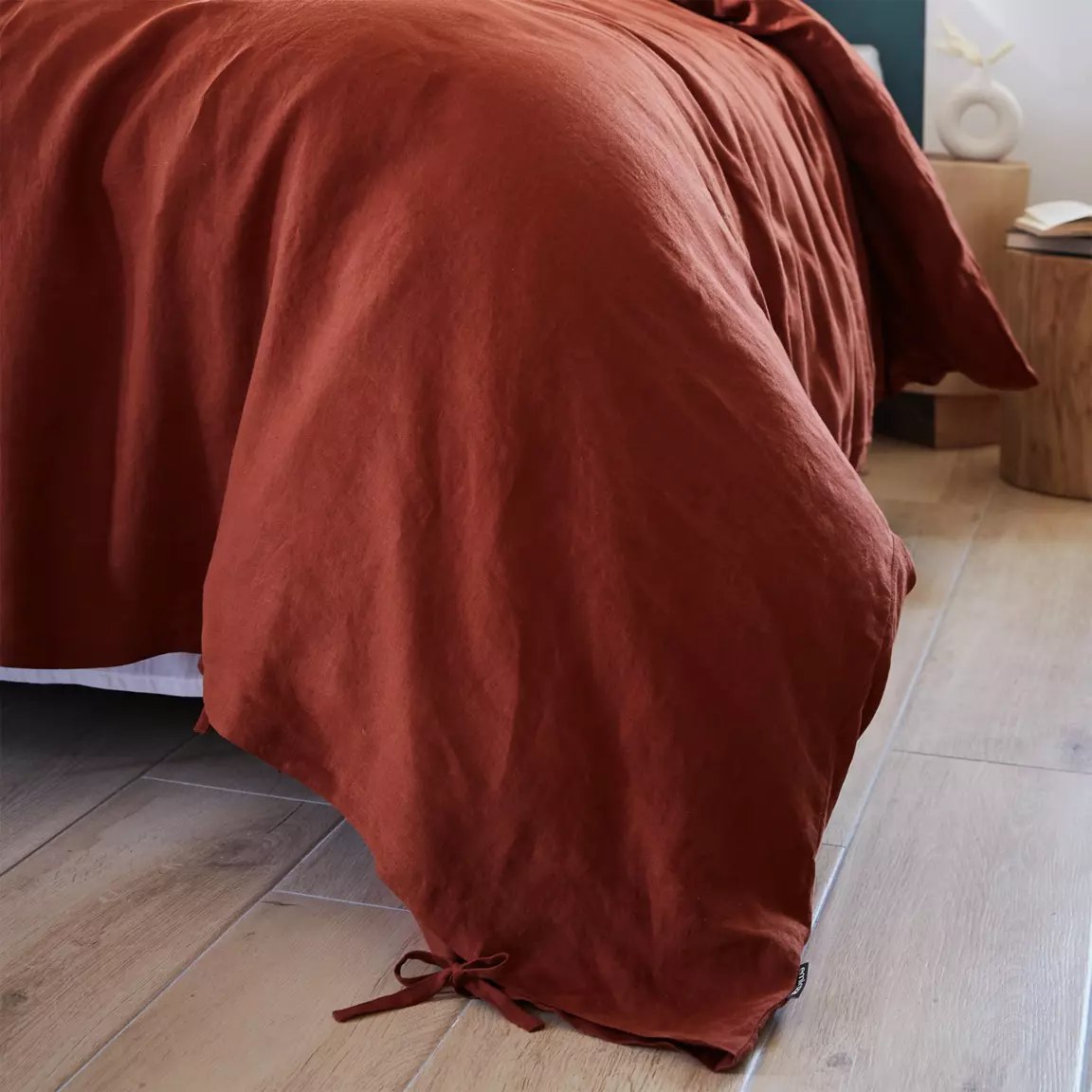 Housse de couette lin lavé (240 x 220 cm) Louise Terracotta