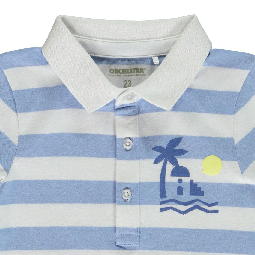 Polo manches courtes rayé print arty pour bébé garçon - Bleu
