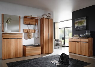 VALMONDO Kommode VICENZA 80 x 89 cm Kernbuche massiv natur geölt/Absetzung Anthrazit gebeizt