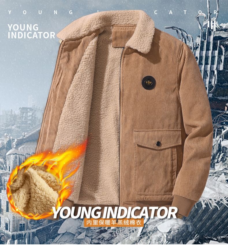 Besto - Eenvoudig corduroy jack met lange mouwen