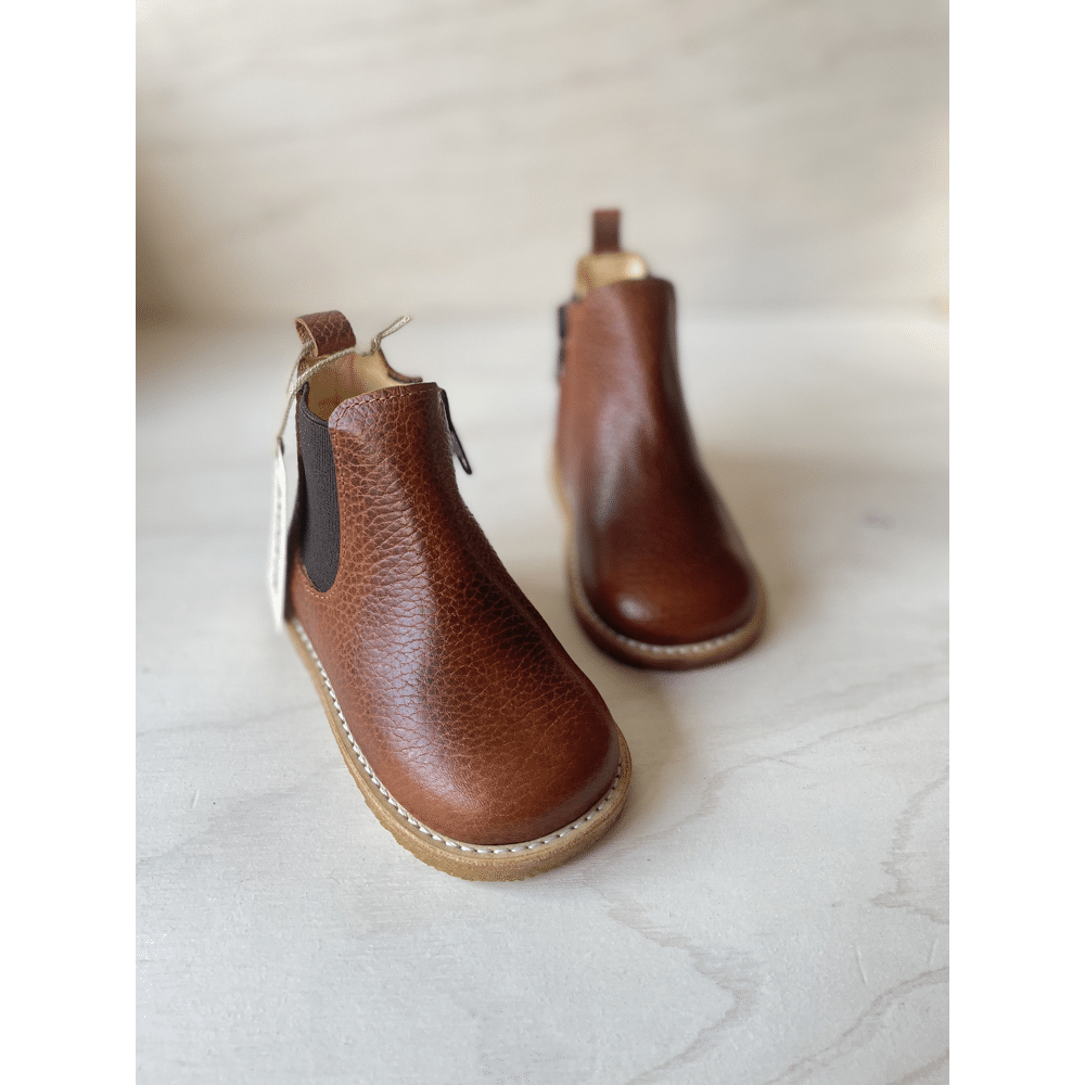 Angulus - Classic Chelsea Boot Elastic and Zipper - Medium Brown