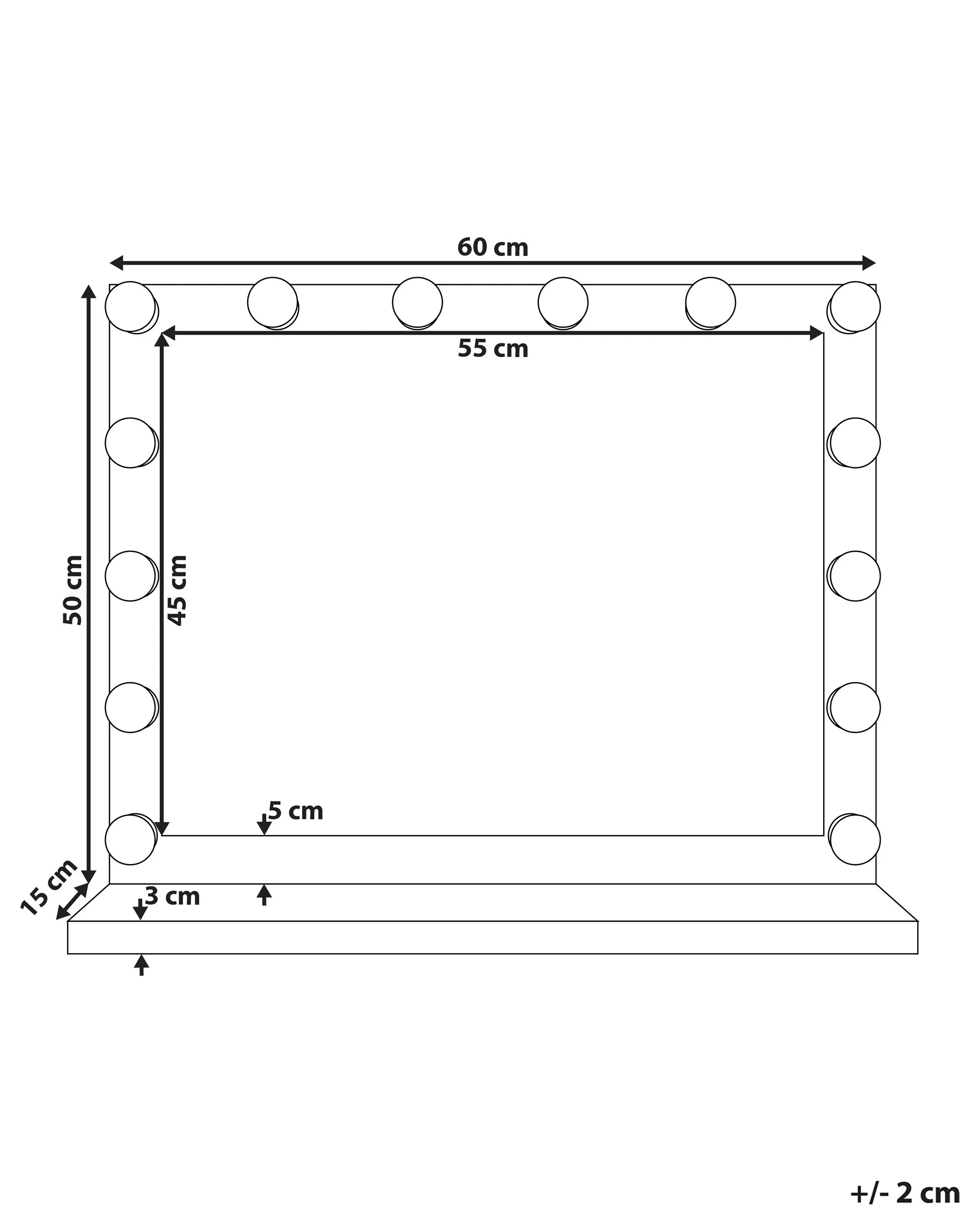 Kaptafel spiegel LED BEAUVOIR Zwart