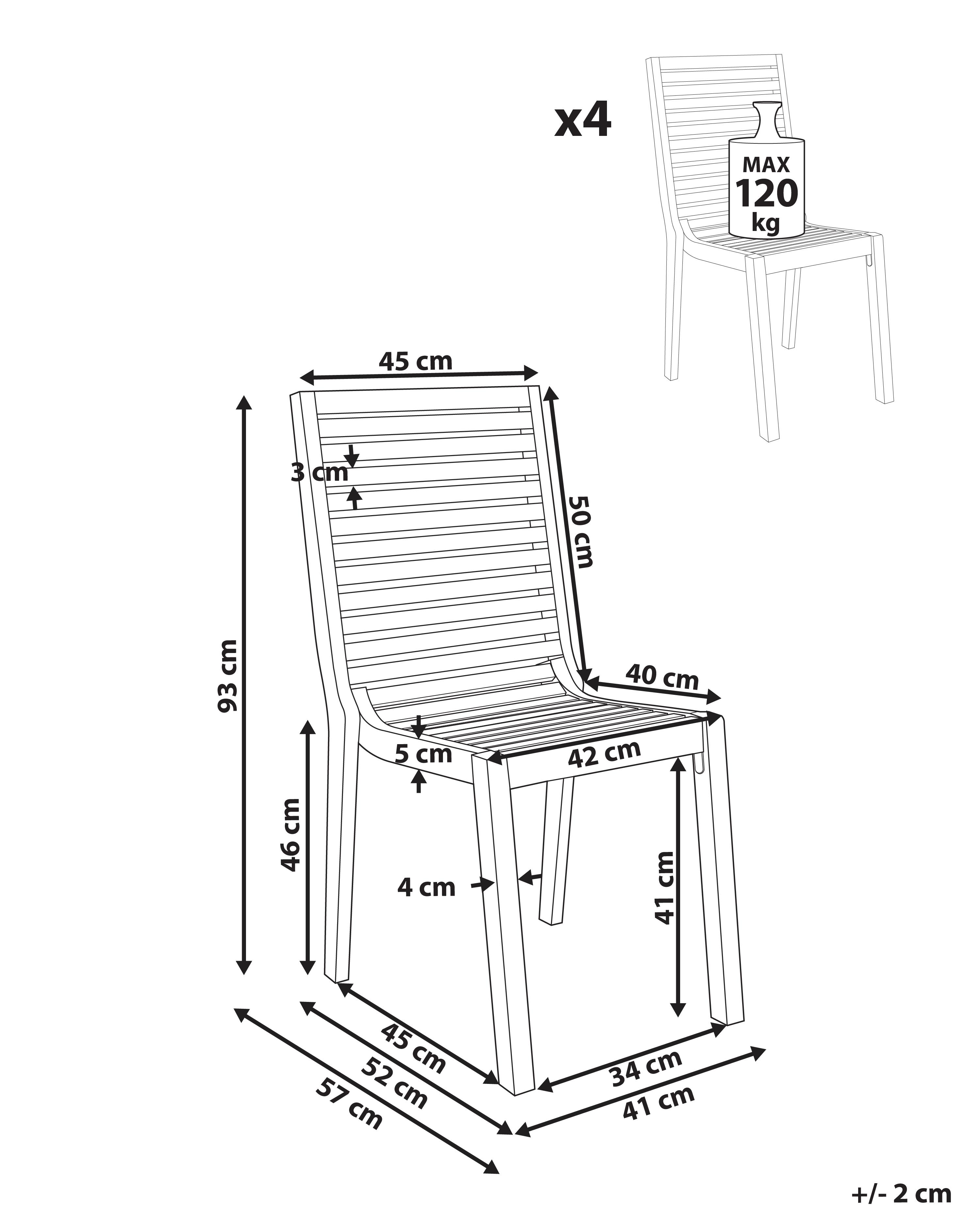 Set van 4 tuinstoelen OMBRIANO Gecertificeerd acaciahout Lichtbruin