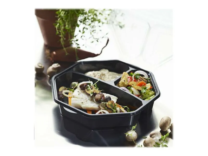 Duni Octaview Hot Use - Madopbevaringsbeholder - 1090 ml - oktagonal - engangs - sort (pakke med 160)