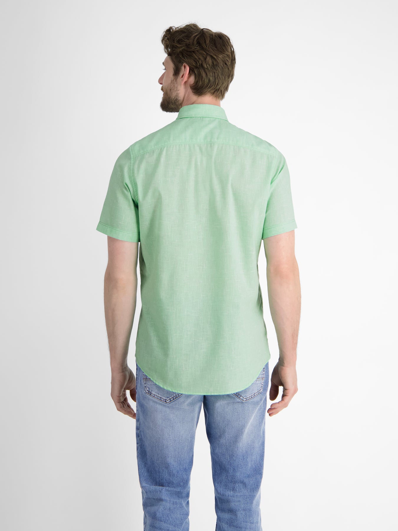 Kurzarmhemd mit verdecktem Button-down-Kragen