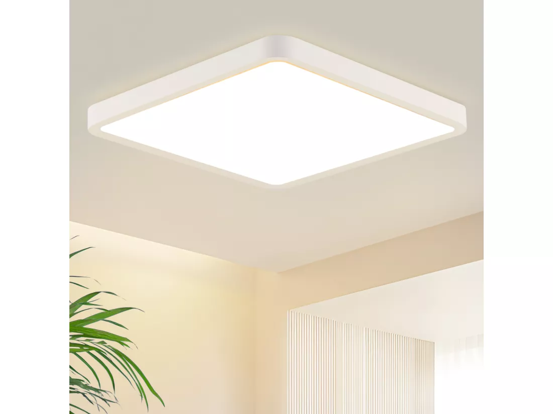 NETTLIFE Plafonnier LED plat 23CM 3000 18W carré chambre blanc LED intégré en permanence