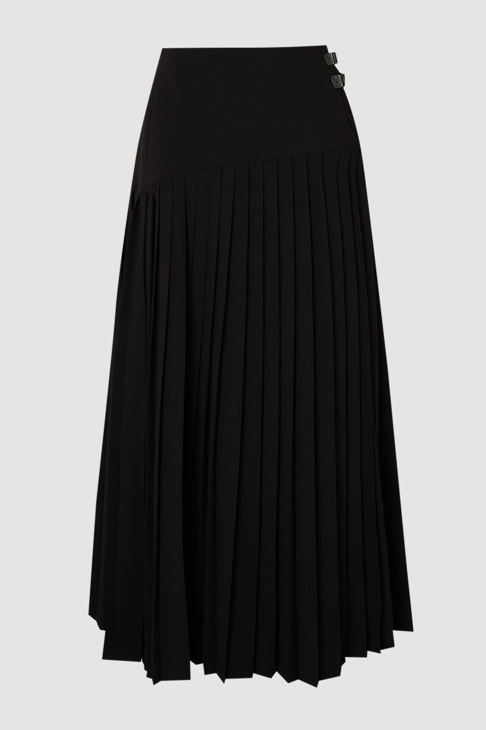 KarenMillen Jupe Maxi Plissée en Crêpe Ajustée avec Détails de Boucles
