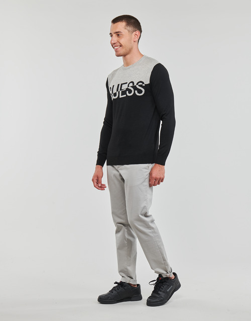 Guess - ALEX LS CN LOGO SWEATER - Noir