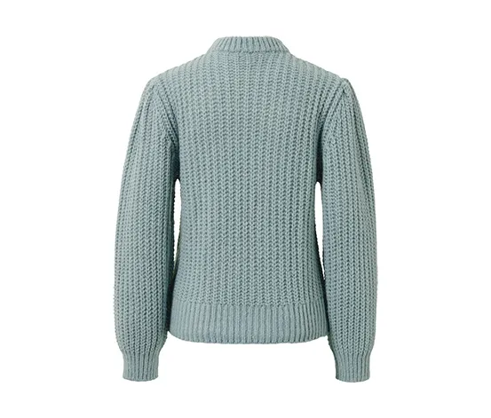 Grobstrick-Pullover mit Wolle, rauchblau