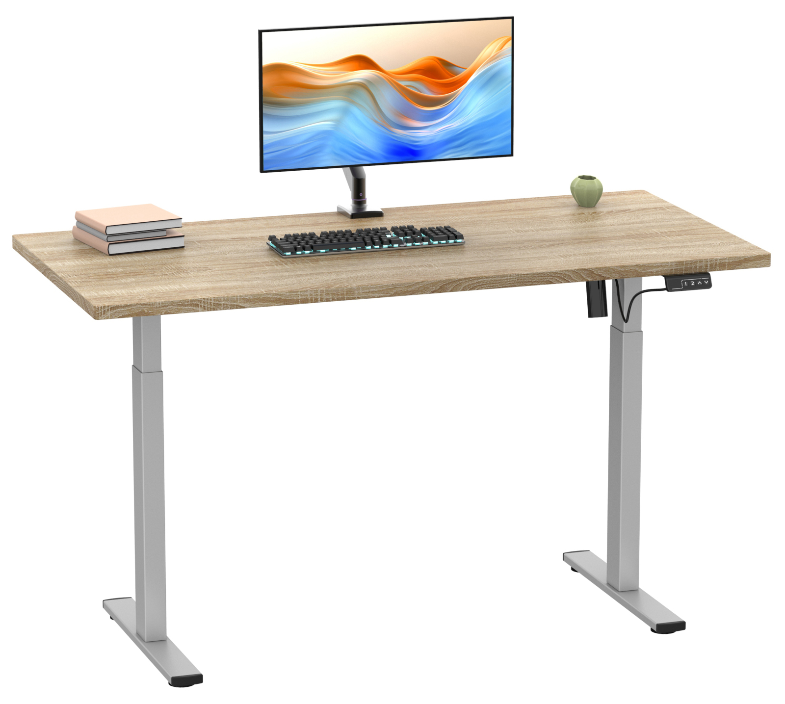 Schreibtisch E-LONA - Sonoma Eiche-silber - 140x50 cm - höhenverstellbar
