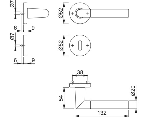 Rozetset OB Hoppe 11538740 Lecce 1405/42KV/42KVS bicolor verchroomd/geanodiseerd
