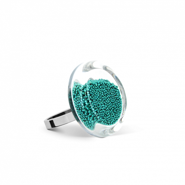 Bague en verre soufflé - Cachou Nano Billes