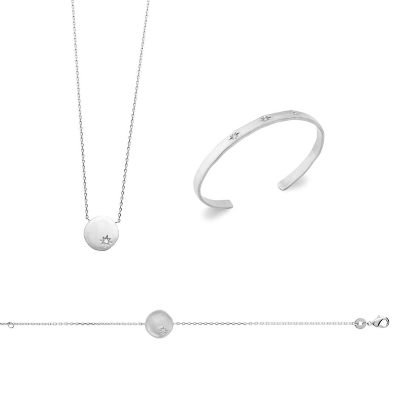 Collier Femme - Argent 925 - Oxyde de zirconium - Longueur : 45 cm