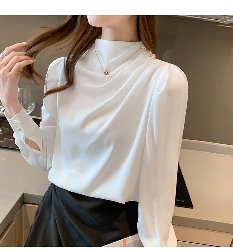 Superduper - Blouse met lange mouwen en col