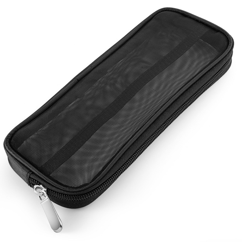 (23x8x2cm) Mesh Kosmetik Make Up Tasche Pinsel Necessaire Organizer Bag mit Reissverschluss - Schwarz