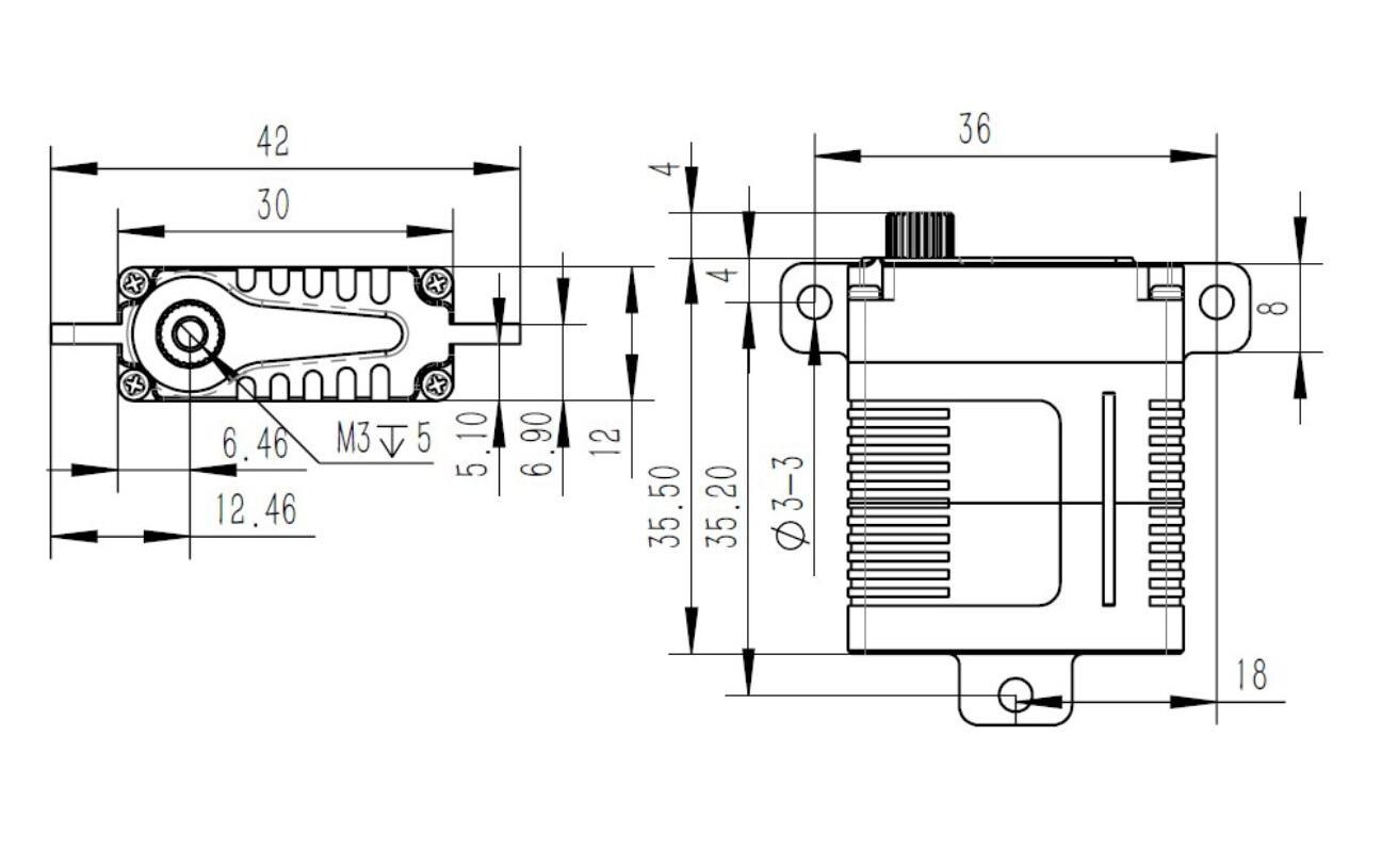 Flächenservo A12-S 13.7 kg Digital HVDigitalservo mit 7-Phasen Coreless Motor