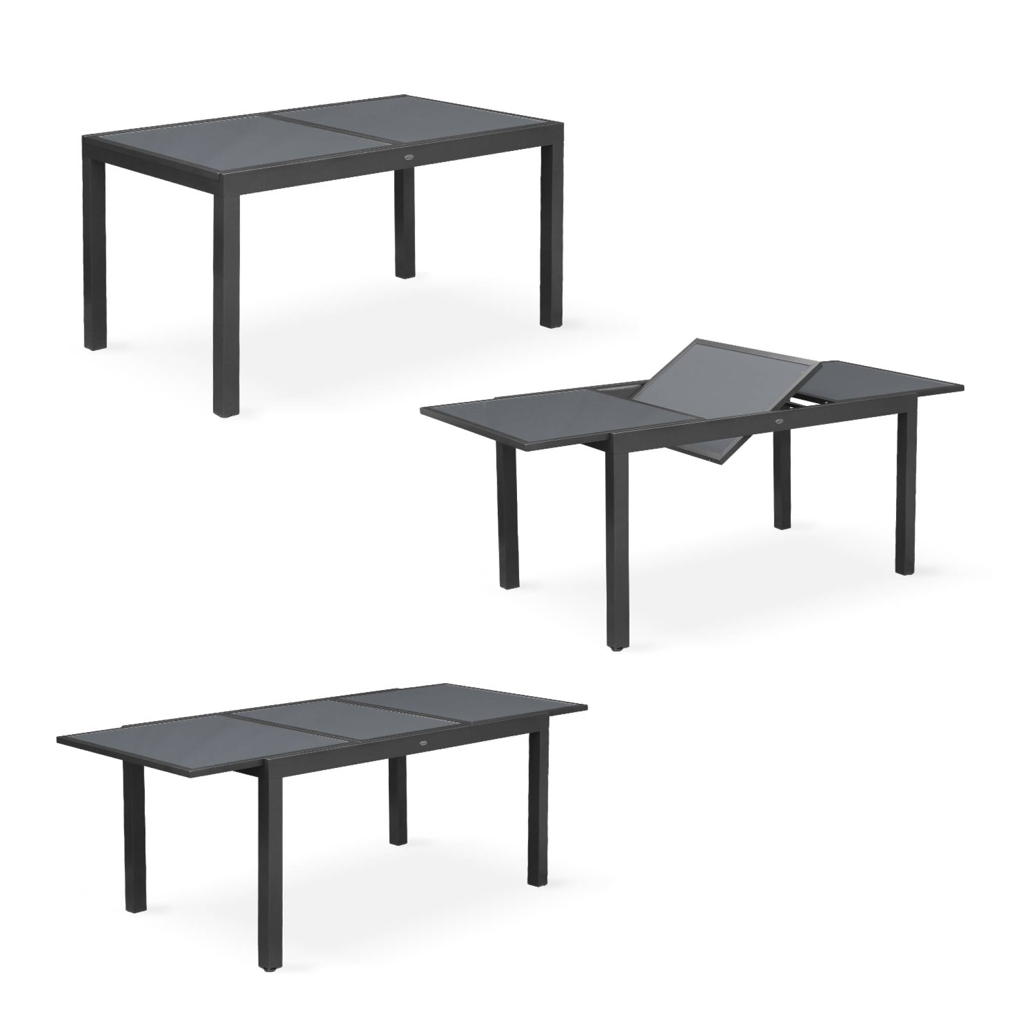 sweeek - Aluminium tuinset 6 plaatsen uitschuifbaar