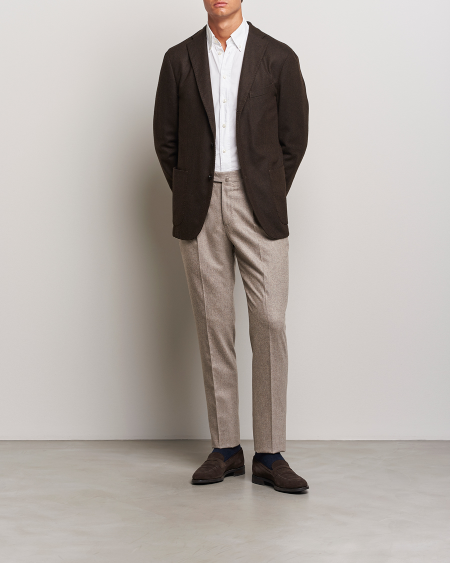 PT01 Slim Fit Pleated Wool/Cashmere Trousers Beige