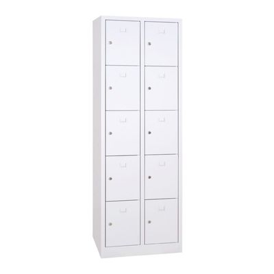 Vestiaire 2 colonnes soit 10 cases monobloc - H180 x L60 x P50 cm - blanc