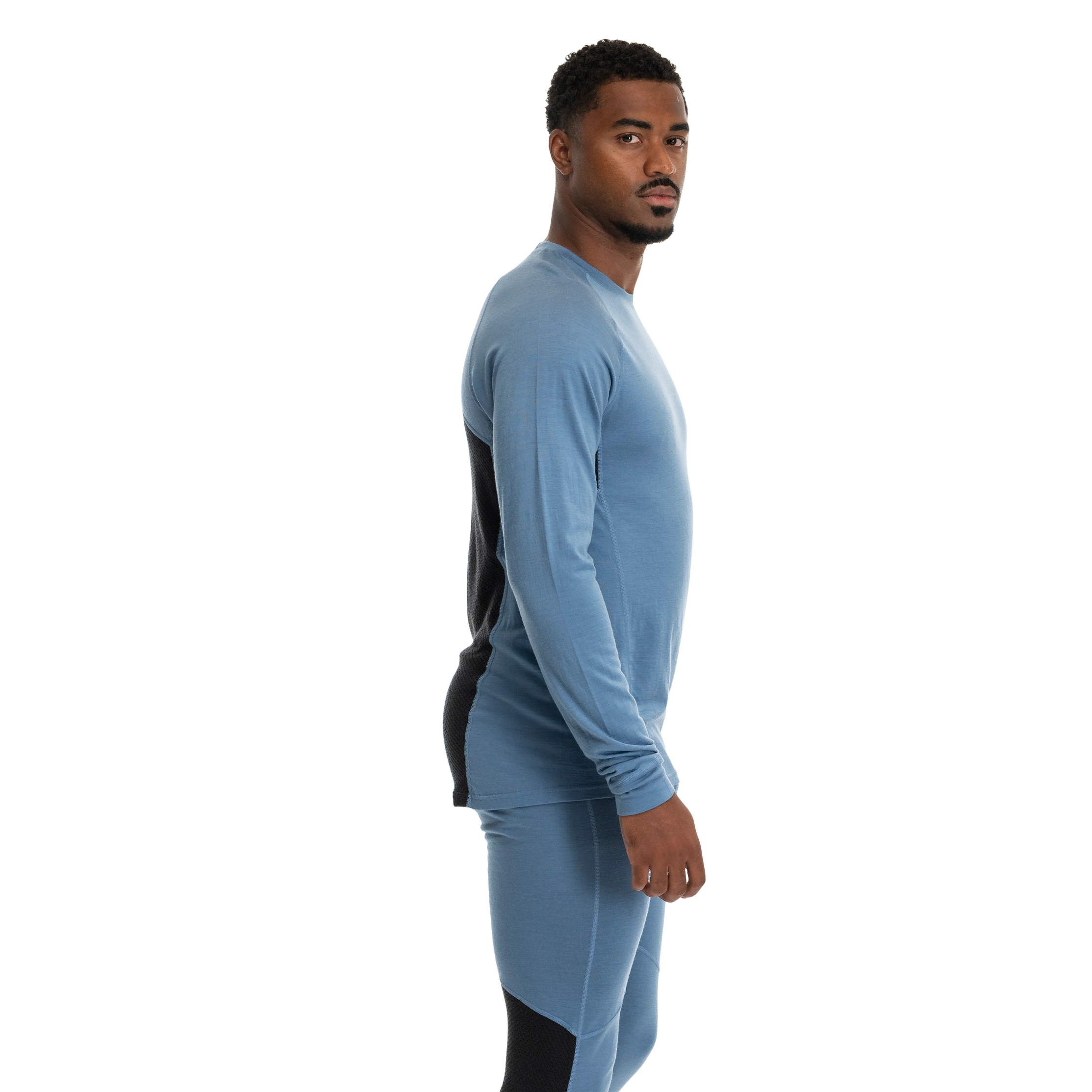 Inner:Pure Merino Long Sleeve Men Elemental Blue / Dark Shadow Grey