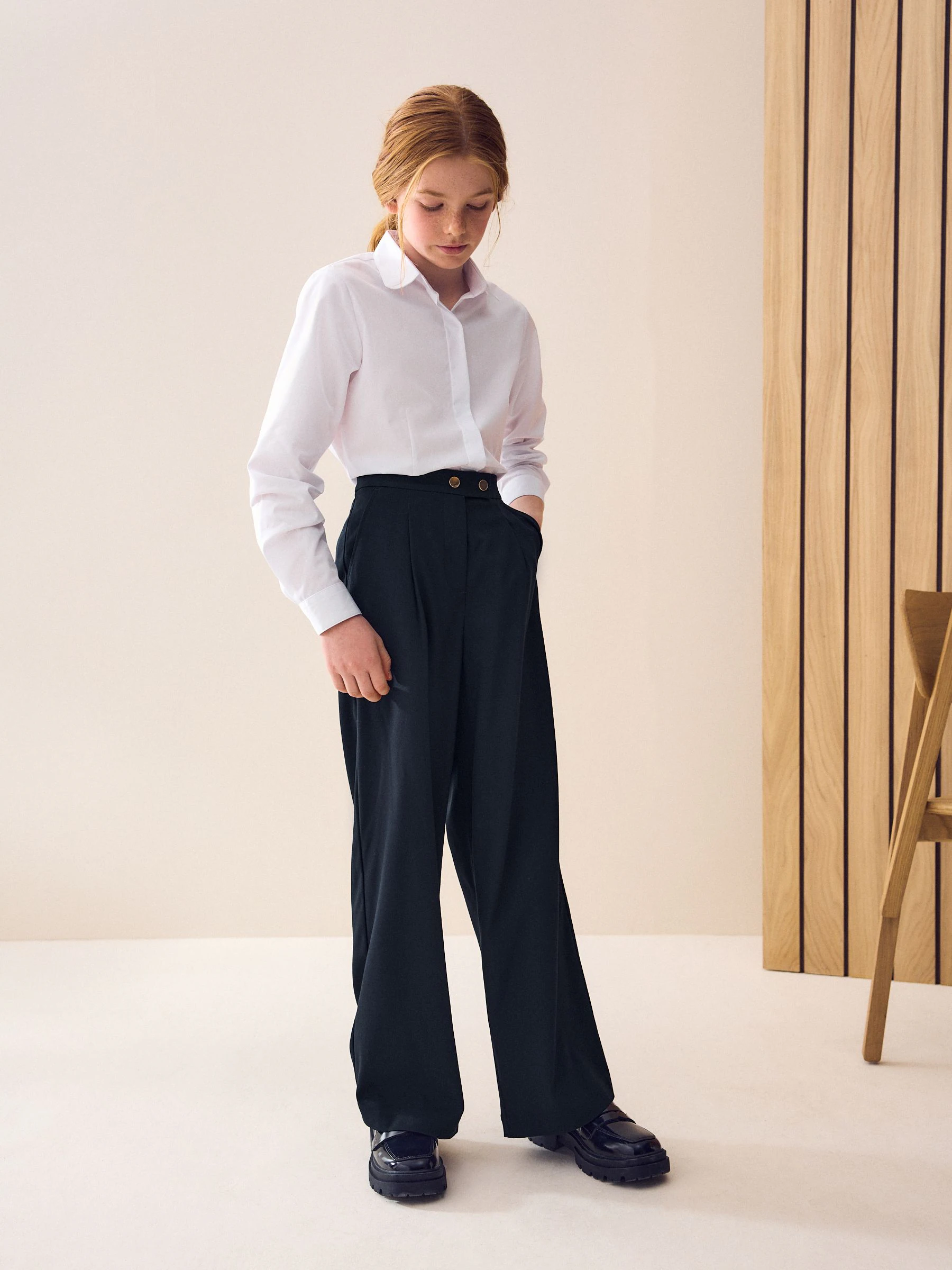 Marineblauw - Schoolbroek met wijde pijpen voor oudere kinderen (9-18 jr)