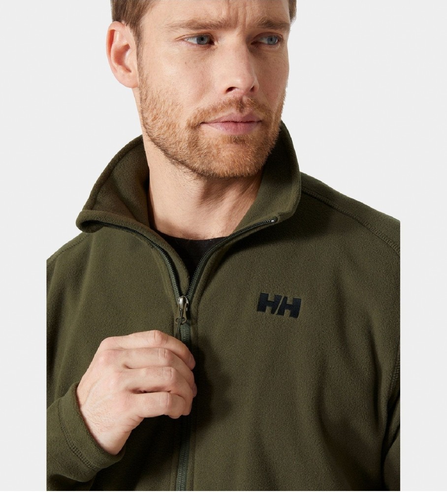 Jaqueta Helly Hansen Daybreaker com forro de lã verde.