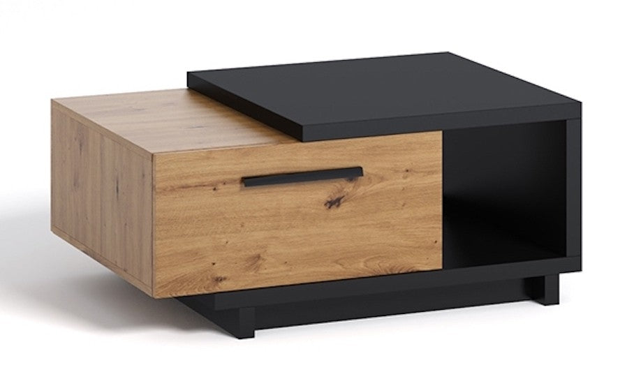 Incala - Salontafel 2 lades - Eiken/zwart - 90x60x40 cm