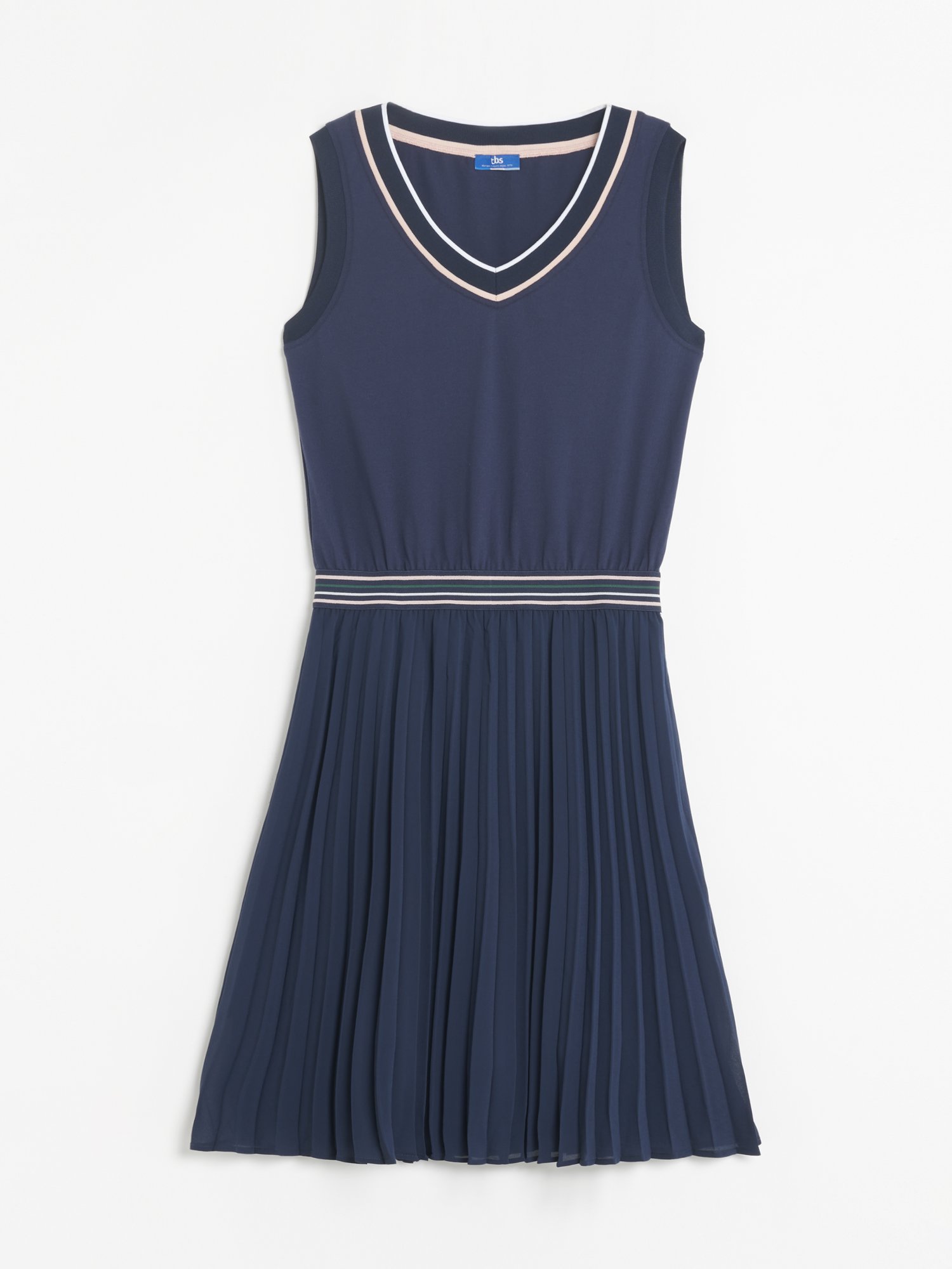 Robe Midi Femme Plissée Bleu Marine
