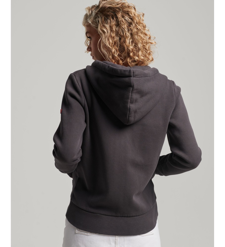Moletom com capuz e zíper Superdry Vintage Logo Neon - Preto