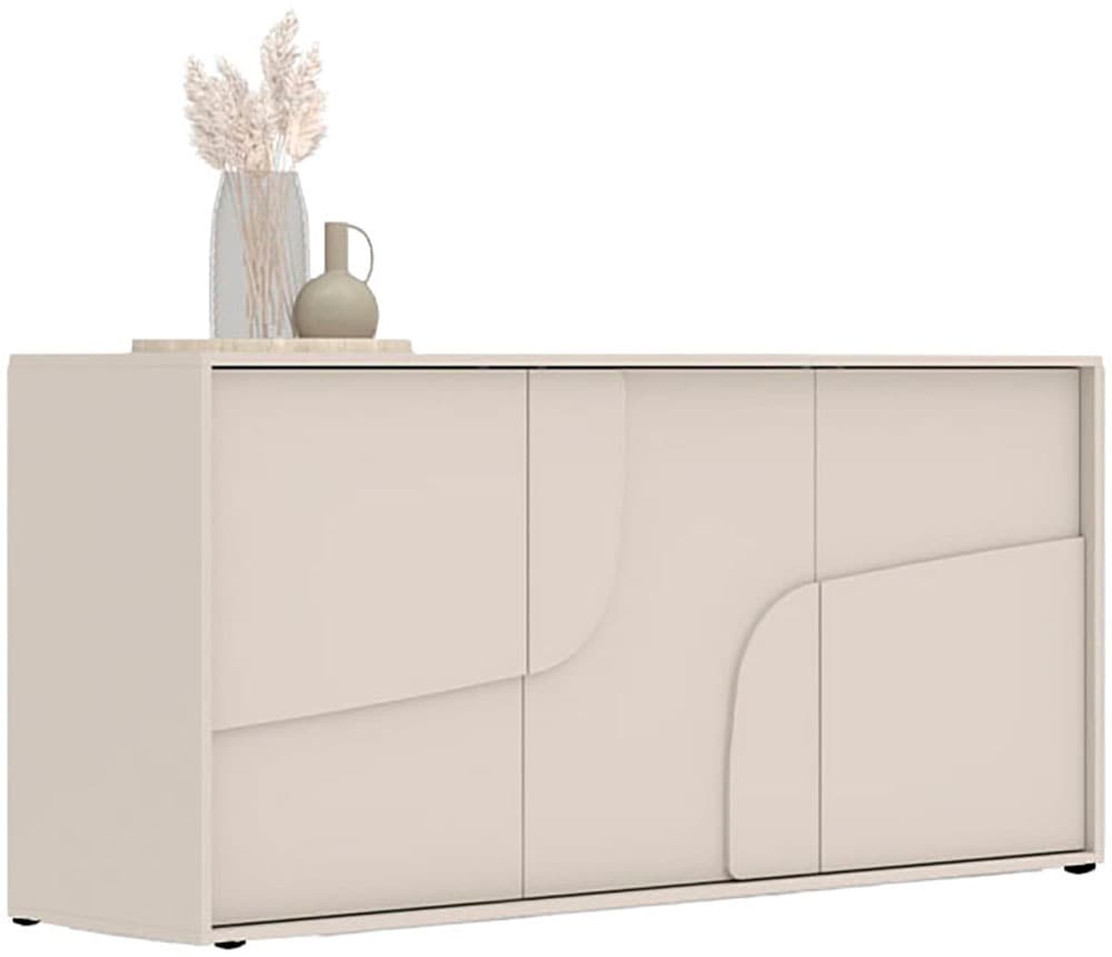 INOSIGN Sideboard »Stone, 155 cm breit, 3 Türen, Anrichte, Kommode, Stauraumschrank« 3D-Design, Push-to-open, Innenraum grosszügig, Füsse 14/2 cm wählbar