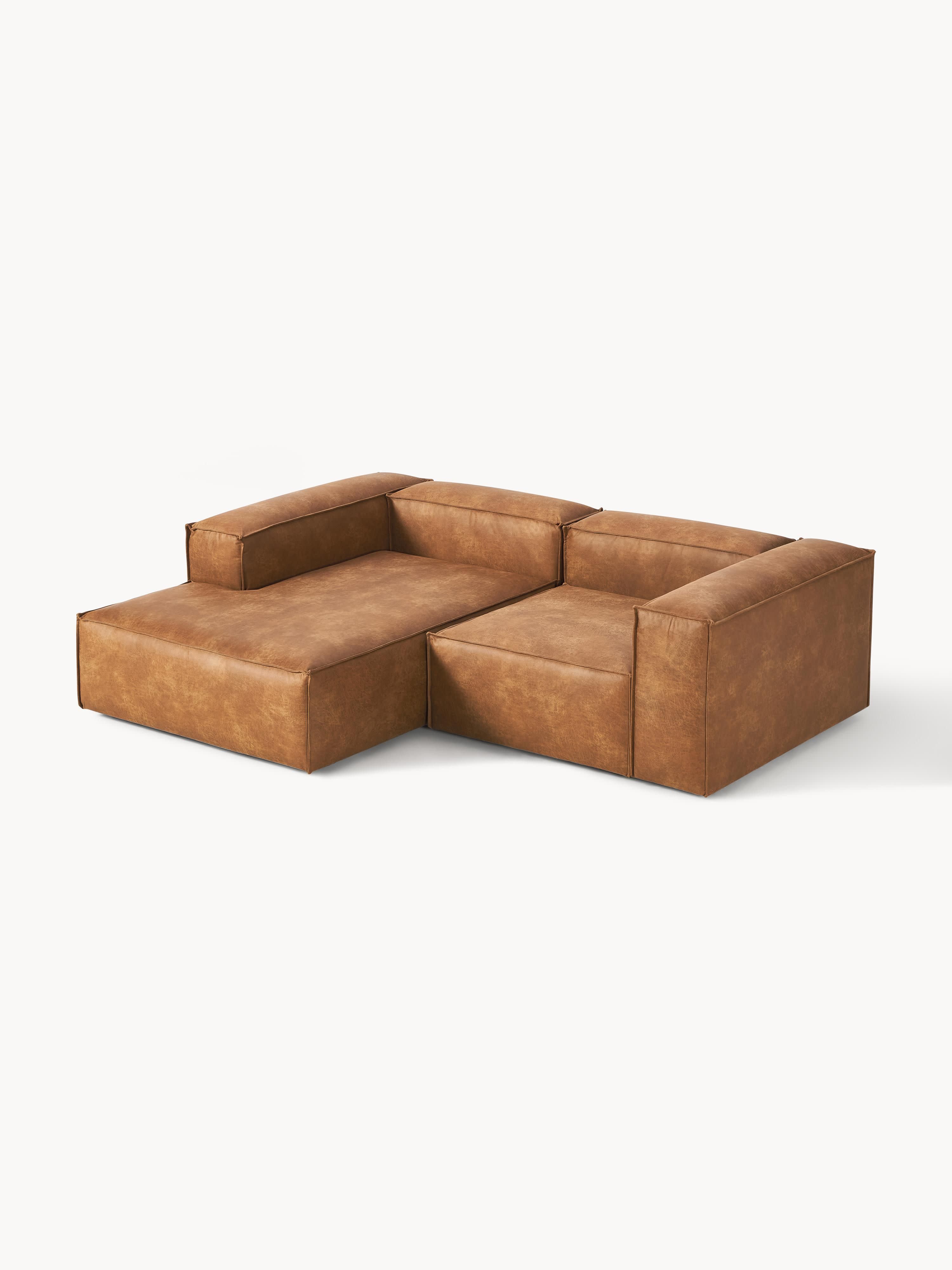 Modulaire hoekbank van gerecycled leer Lennon (2-zits)