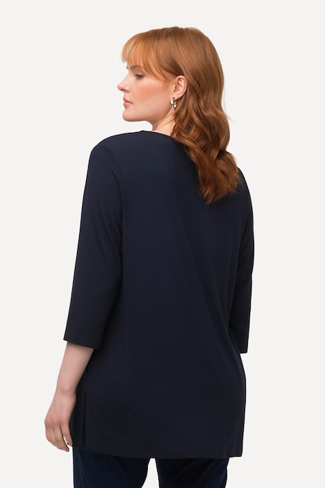 Shirt, tiefer Rundhalsausschnitt, 3/4 Arm