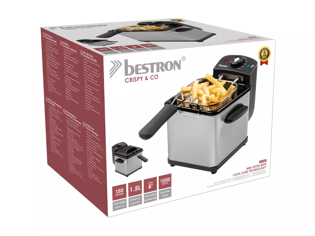 Bestron Friteuse 1.5l 1000w inox/noir - AF100S