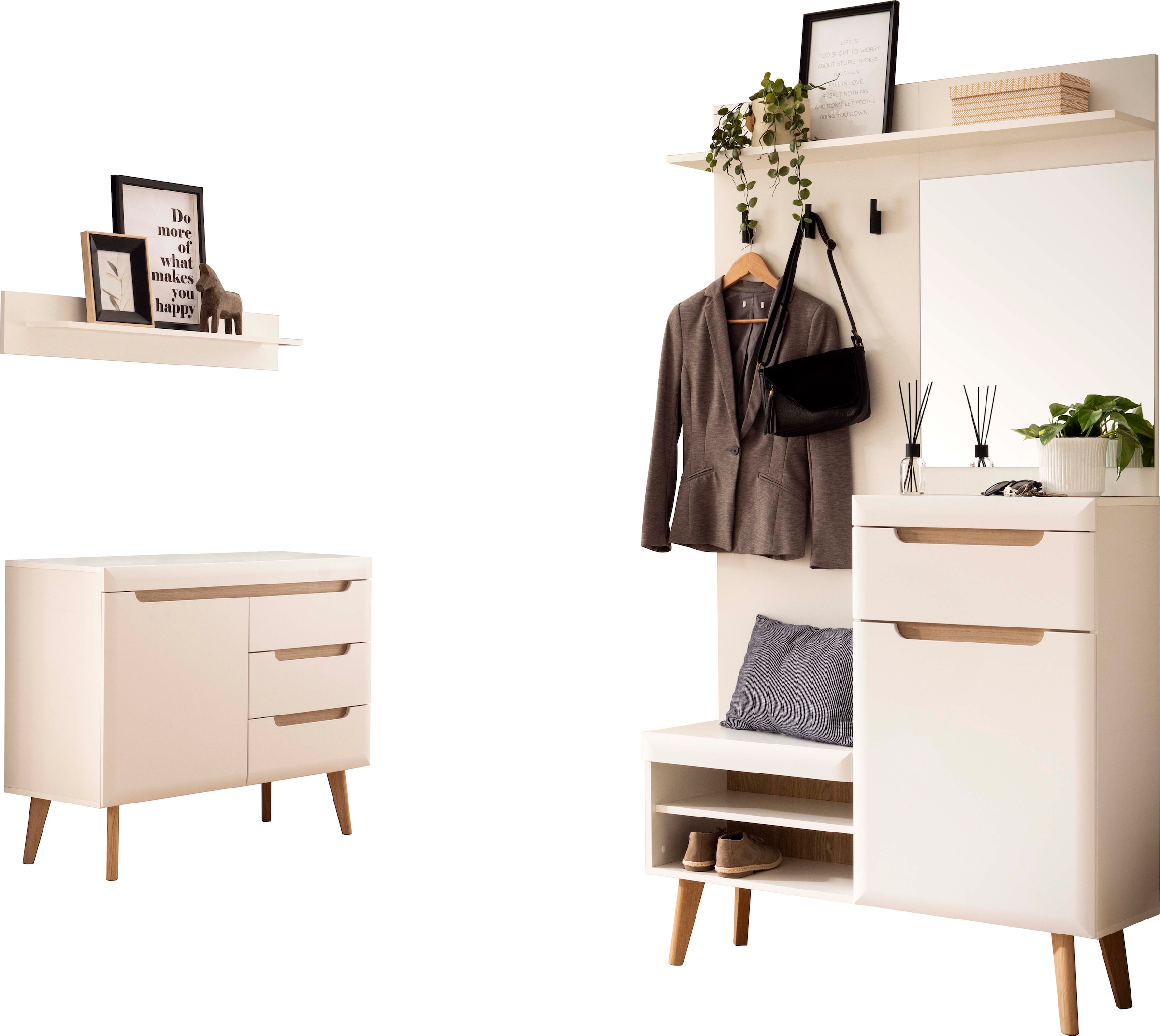 Home affaire Garderoben-Set »Torge, Garderobe mit Stauraum, Garderobenschrank im Scandic Design« Set, 3 Stk. tlg.
