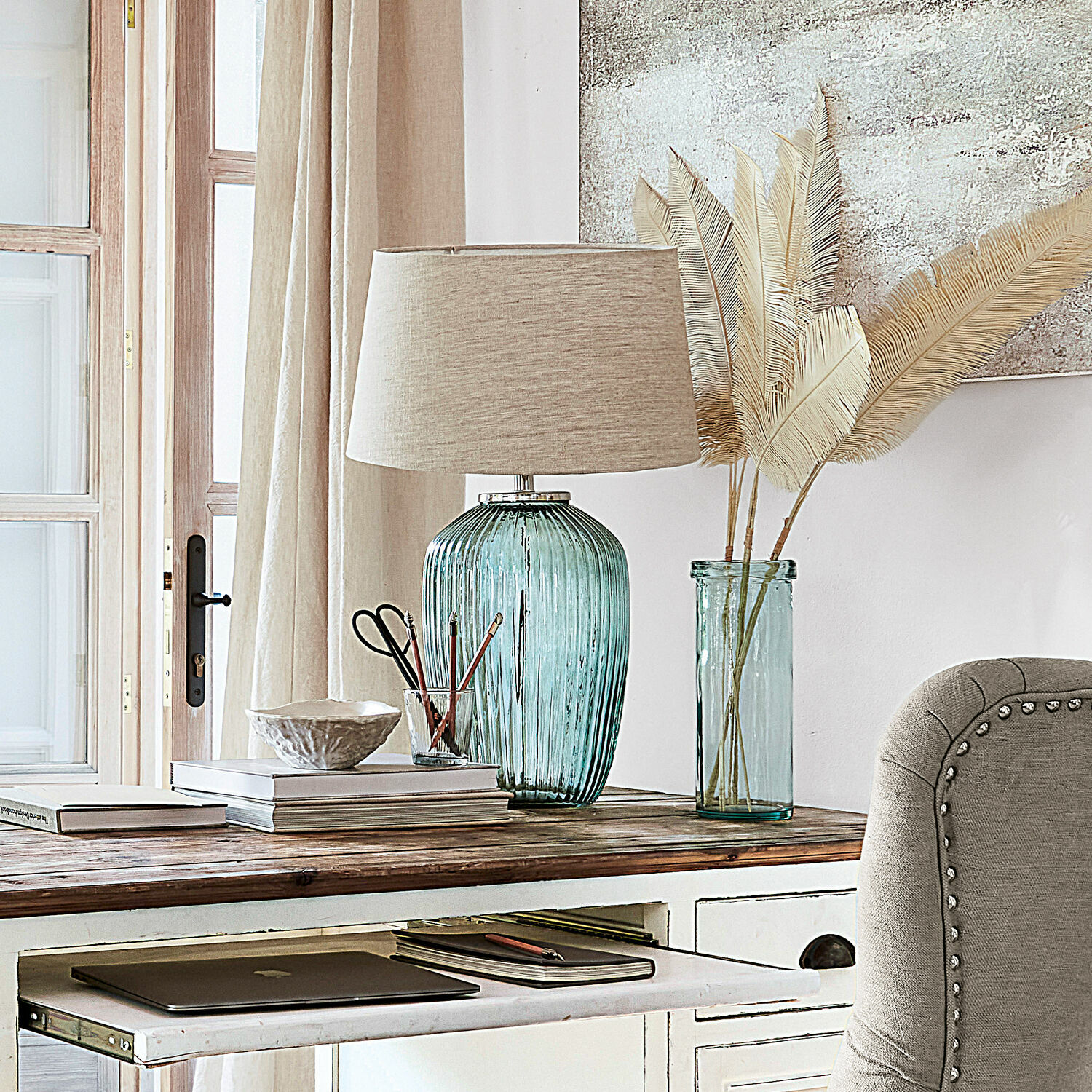 Tischlampe Fenis creme/grün