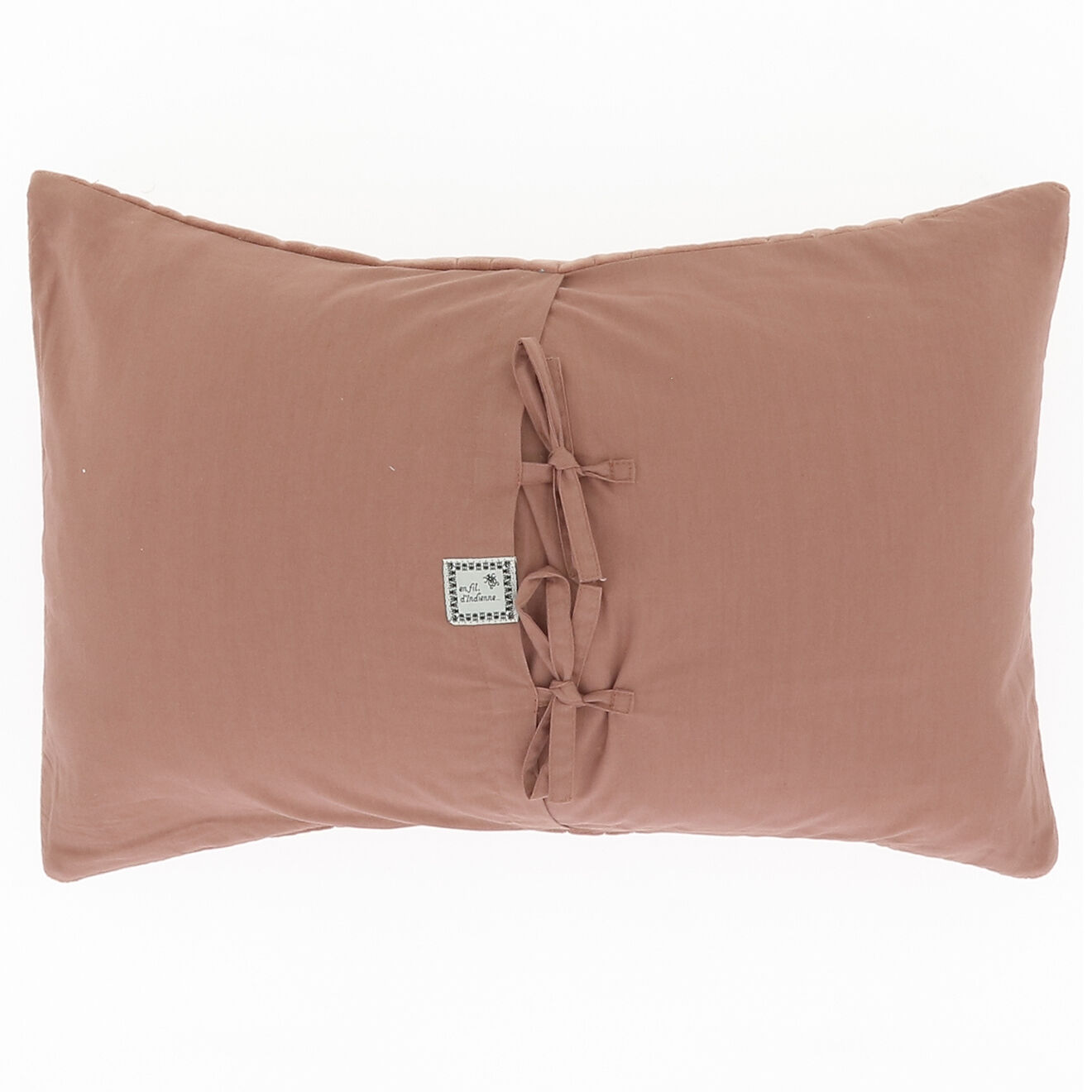 En Fil d'Indienne Housse de coussin en Velours de Coton rose poudre  - 30x45 cm