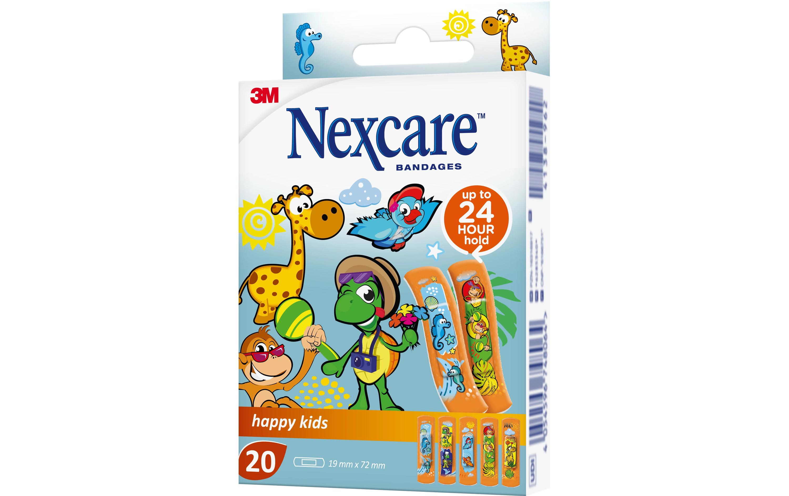 Kinderpflaster Happy Kids, 19 mm x 72 mm 20 StückBunte Wundpflaster für Kinder