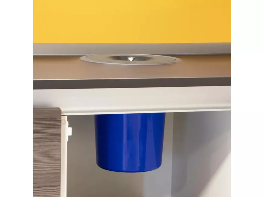 WELL HOME - Poubelle intégrée aux plans de travail, avec couvercle en inox 8L Bleu