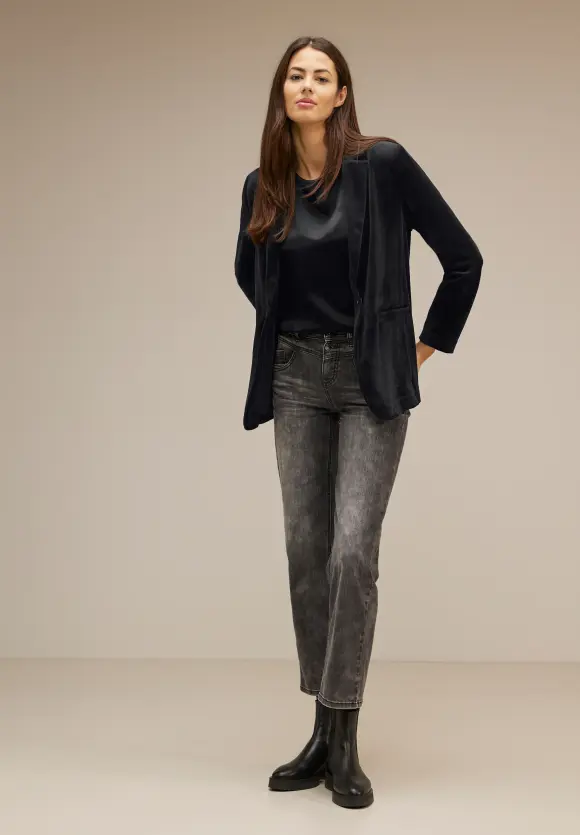 Longblazer in Samt Optik - Black