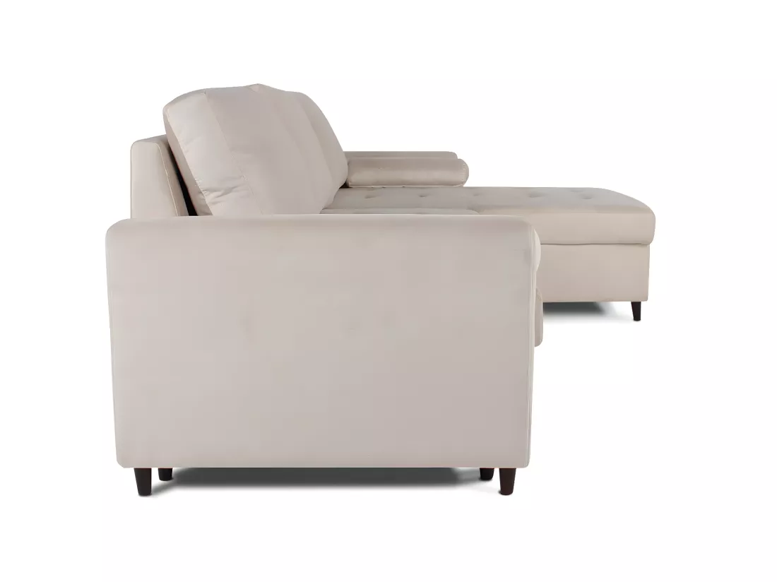 Canapé d'angle convertible réversible Claudio en velours beige