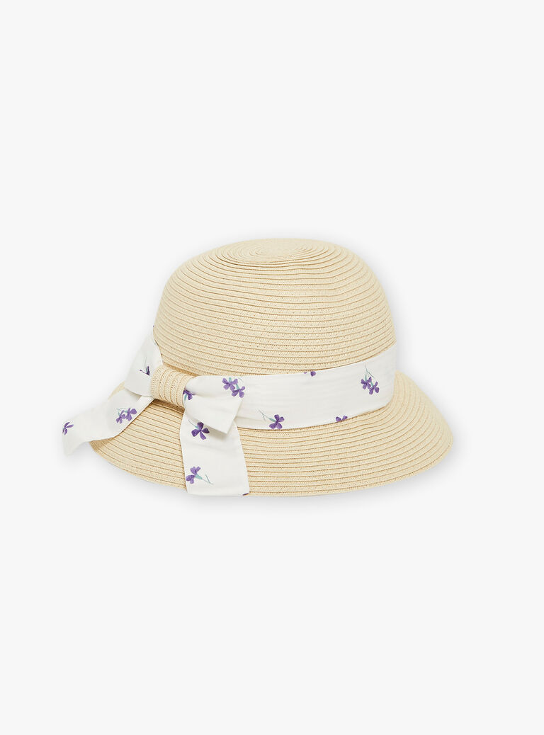 Chapeau de paille souple à bande fleuries