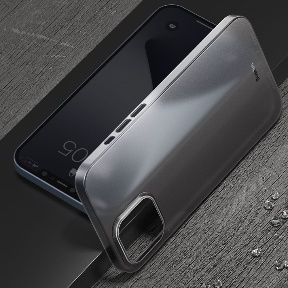 iPhone 12 / iPhone 12 Pro Kunststoff Hülle Case Wing Series Ultra Thin 0.45 mm - Schwarz / Transparent (Matt)