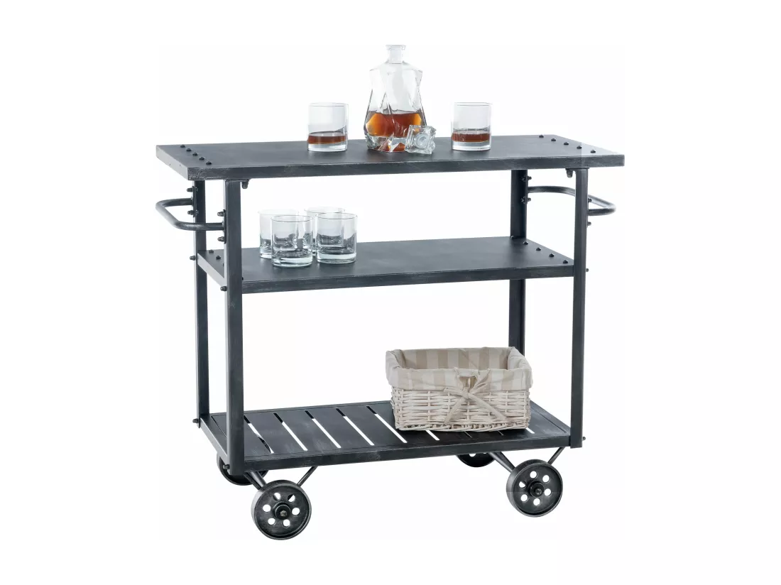Chariot de service - Métal & Métal - Argent antique - Spring