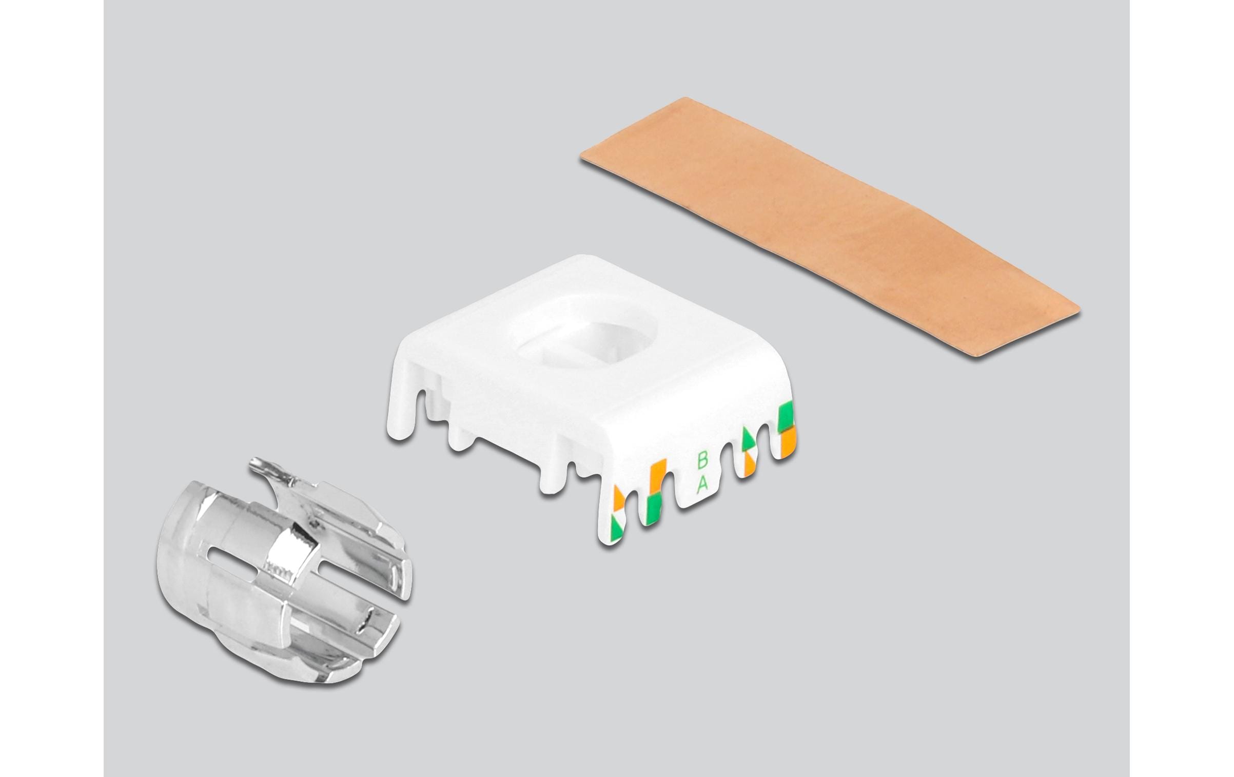 Keystone-Modul RJ45 LSA, Cat.6A werkzeugfrei, geschirmtDelock Keystone Modul RJ45 Buchse zu LSA Cat.6A werkzeugfrei geschirmt